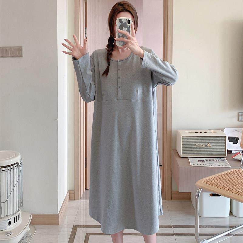 【带胸垫】孕妇睡裙春秋哺乳睡衣产后月子服大码200斤产妇产房待