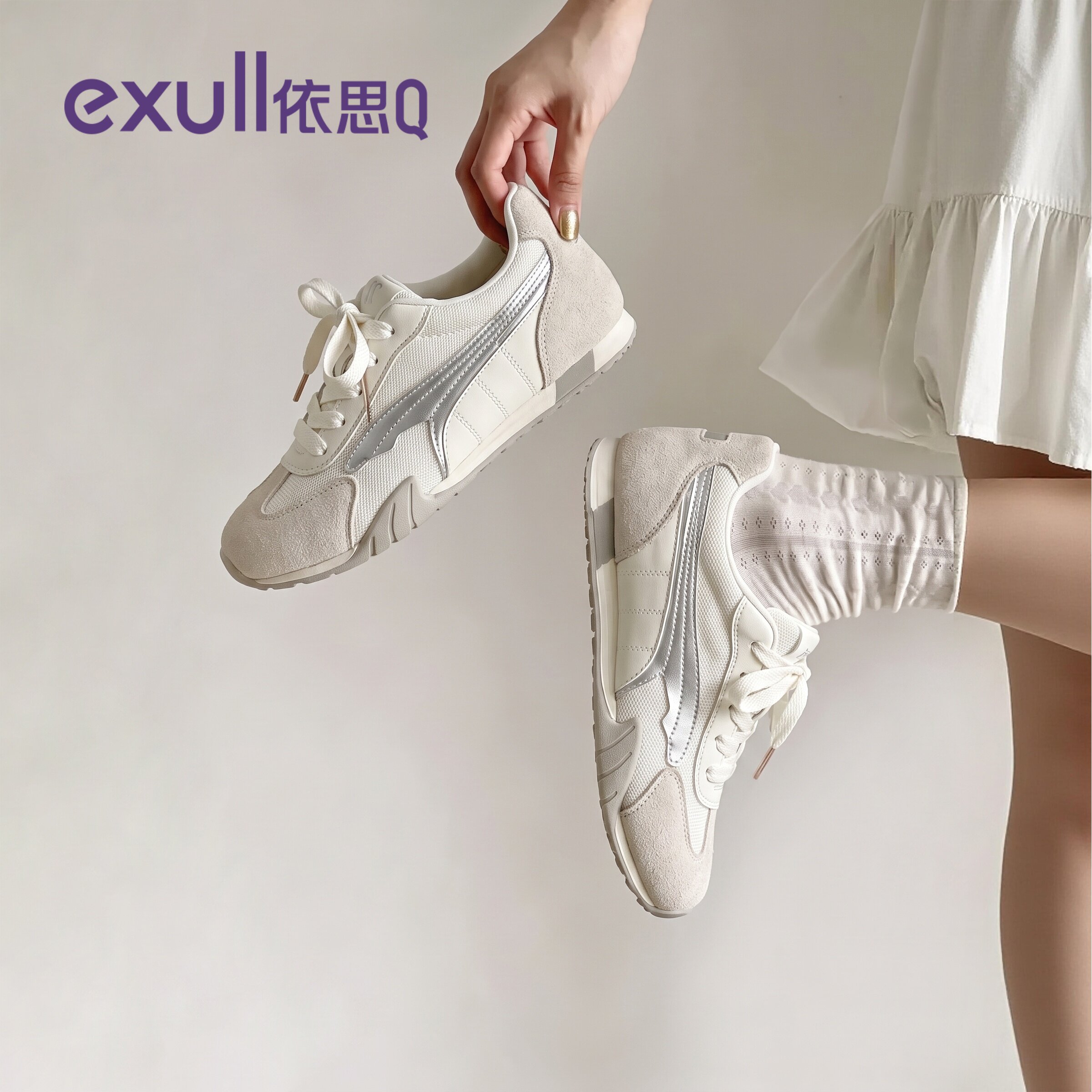 依思q真皮内增高德训鞋女款休闲图片
