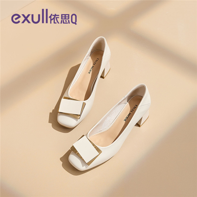 依思q妈妈鞋粗跟单鞋女2025新款秋季女士气质浅口高跟鞋中跟通勤,女鞋,浅口单鞋,淘宝优惠券,粉丝福利购,淘宝优惠卷