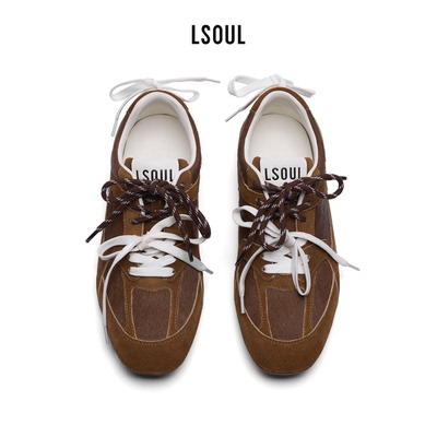 LSOUL 2025秋冬新款复古德训女鞋轻便百搭软底运动休闲板鞋女