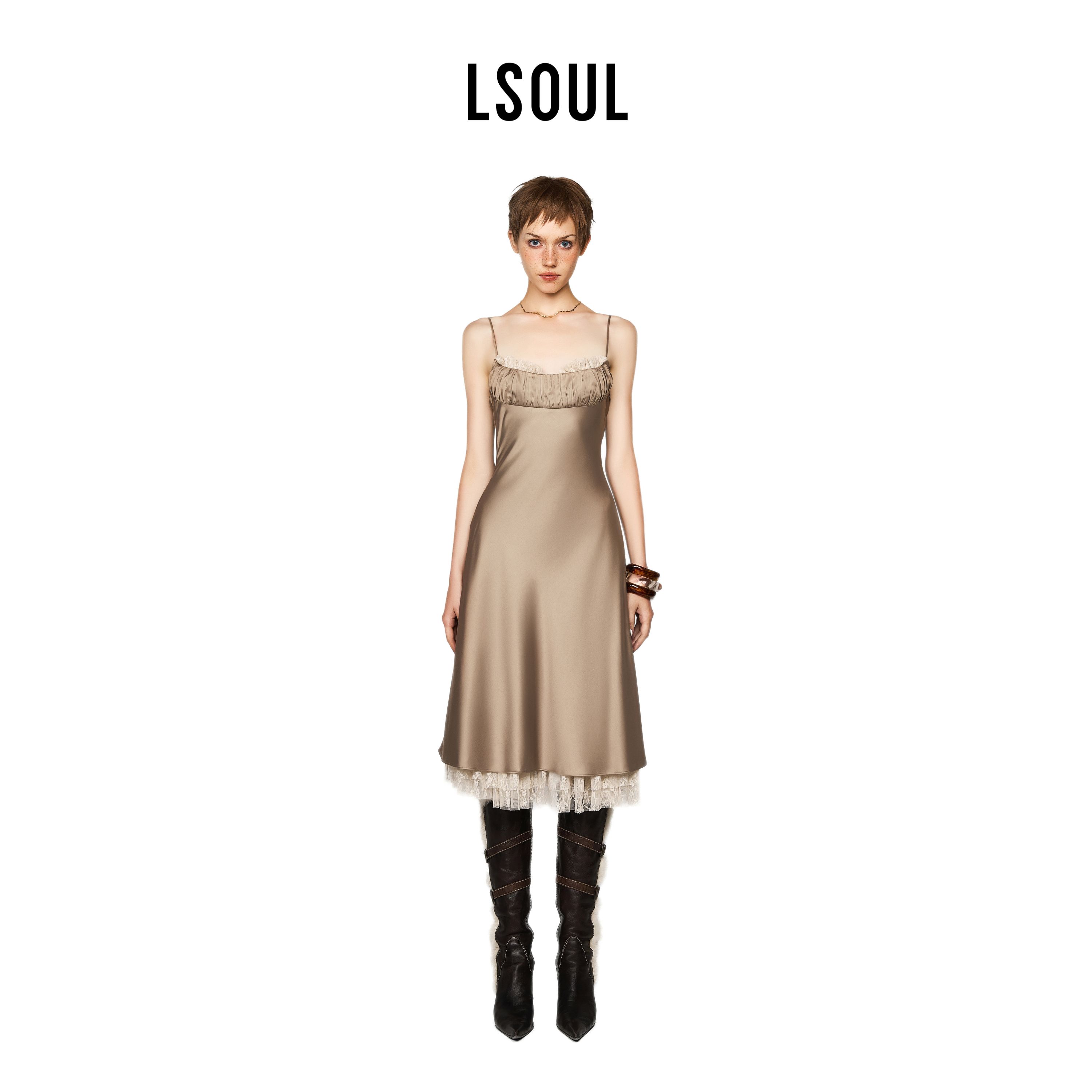 LSOULs蕾丝真丝连衣裙LSEOUL