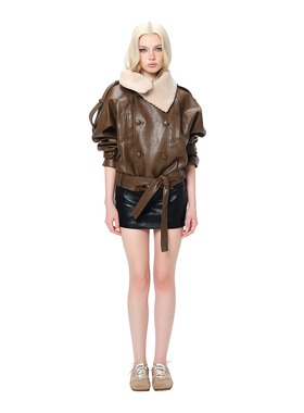 LSOUL 复古机车风黑色半身裙女短款酷感简约风女士包臀裙