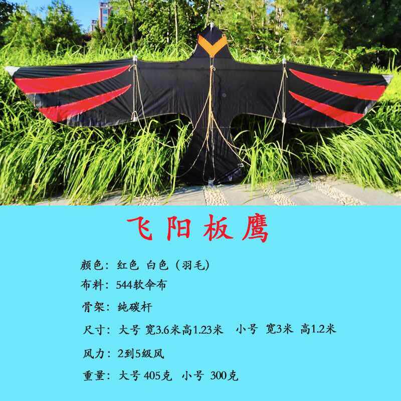 飞阳3米板鹰老鹰风筝544伞布碳素大型杆成人结实耐用易飞抗爆款