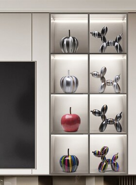 气球狗泼墨手绘树脂创意r摆件客厅电视柜办公桌酒柜酒架客厅装饰