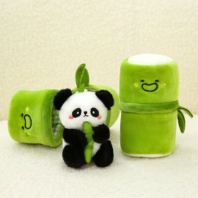 正版小号竹筒熊猫挂件娃娃毛绒公仔玩具书包钥匙扣玩偶礼物挂饰