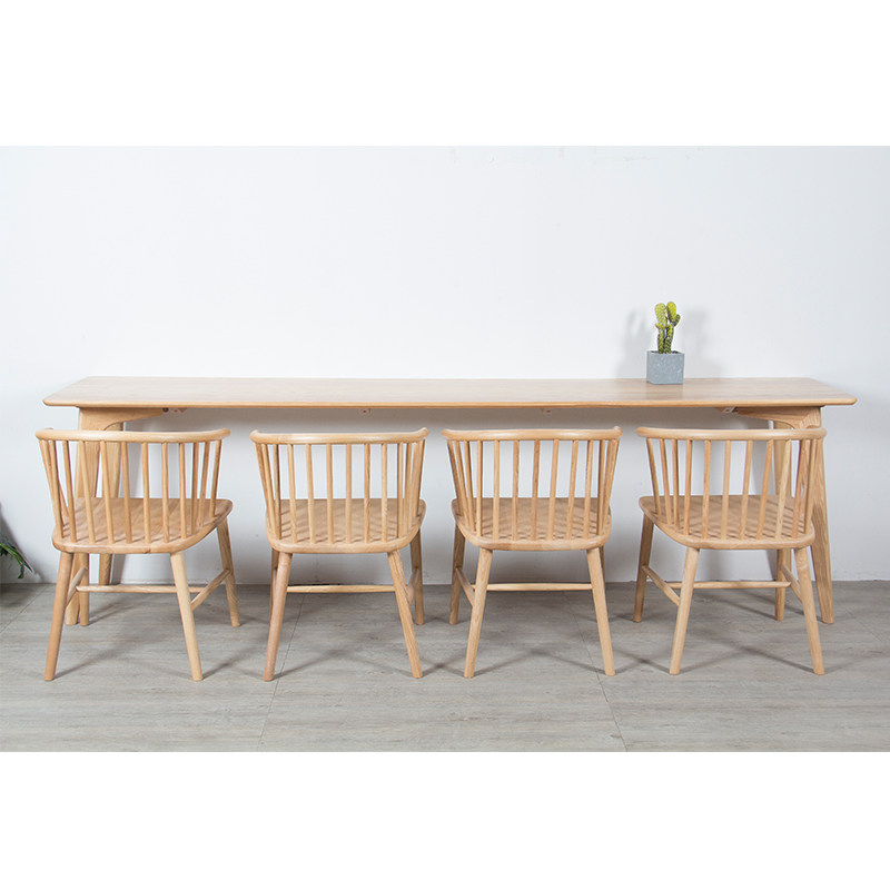 全实木长条桌家用靠墙窄条现代简约小户型客厅隔断餐桌椅吧台组合