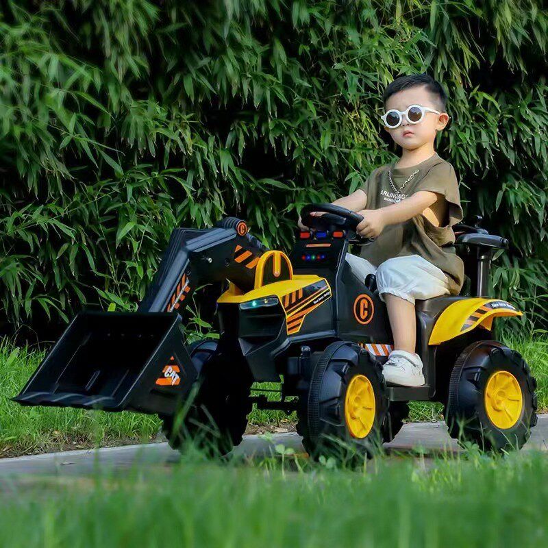 儿童挖掘机可坐人大号玩具车铲车电动拖拉机遥控推土挖土勾机可坐