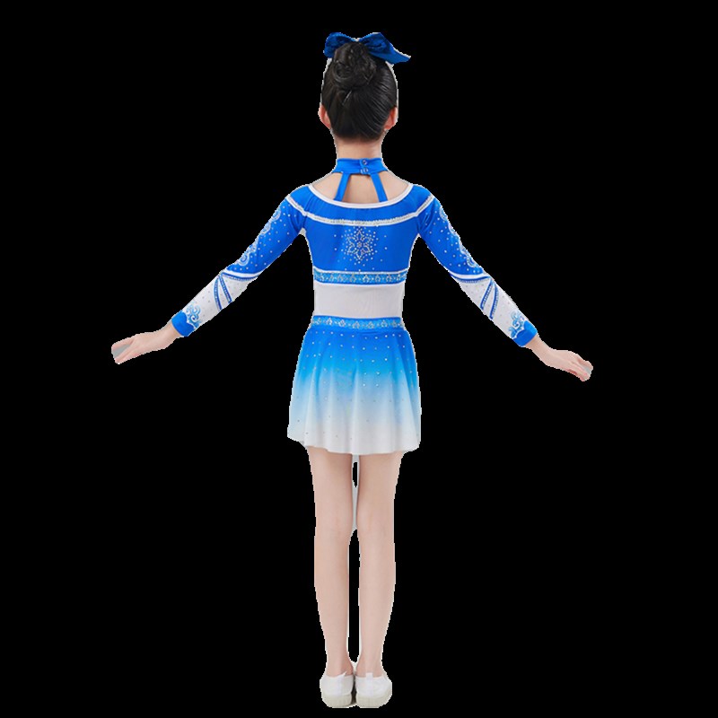 新款儿童啦啦操青花瓷校园拉拉队运动会开幕式团体操表演服装贴钻