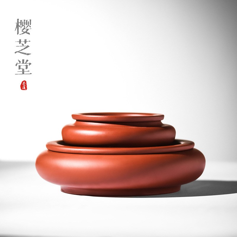 1P2R手作朱泥茶盘《潮州手拉茶船》手工功夫茶具茶海壶承干泡台可