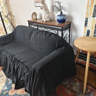 纯棉沙发套罩全包法式套防尘套A沙发套罩全包万能套黑色套沙发套