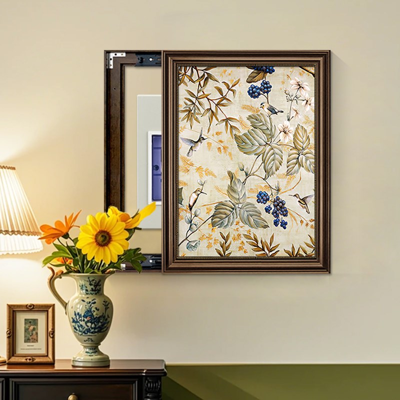 美式花鸟电表箱装饰画2025新款免打孔电闸盒配电箱遮挡挂画高级感