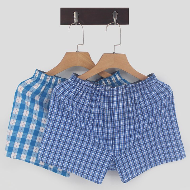 两条装男士阿罗裤宽松纯棉布平角内裤夏季大码居家四角潮男短睡裤