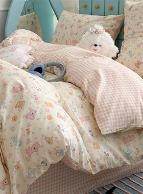 ins纯棉四件套100全棉床单被套儿童F学生宿舍2单人床上用品三件套