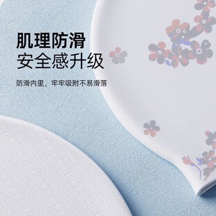 白色印花硅胶泳帽女成人防水护耳长发加大码时尚游泳帽白色泳镜