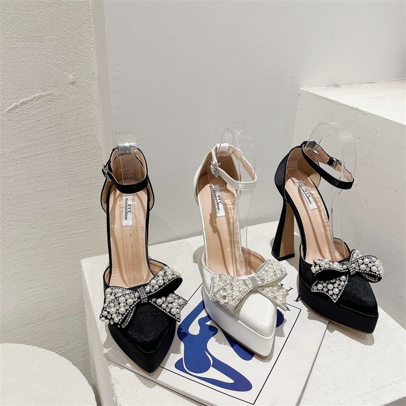 凉鞋2025年新款女包头百搭粗跟单鞋仙女风一字扣带尖头高跟鞋,女鞋,浅口单鞋,淘宝优惠券,粉丝福利购,淘宝优惠卷