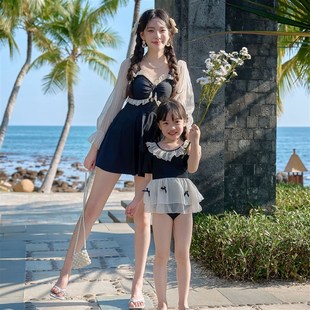 显瘦裙式 洋气防晒长袖 海边沙滩可爱游泳衣 泳衣母女泳装 温泉亲子款