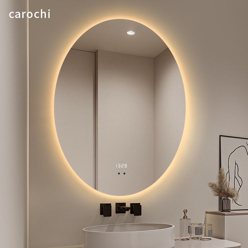 椭圆形洗脸盆带灯智能化妆镜挂墙镜子防雾卫生间洗手间玻璃浴室镜