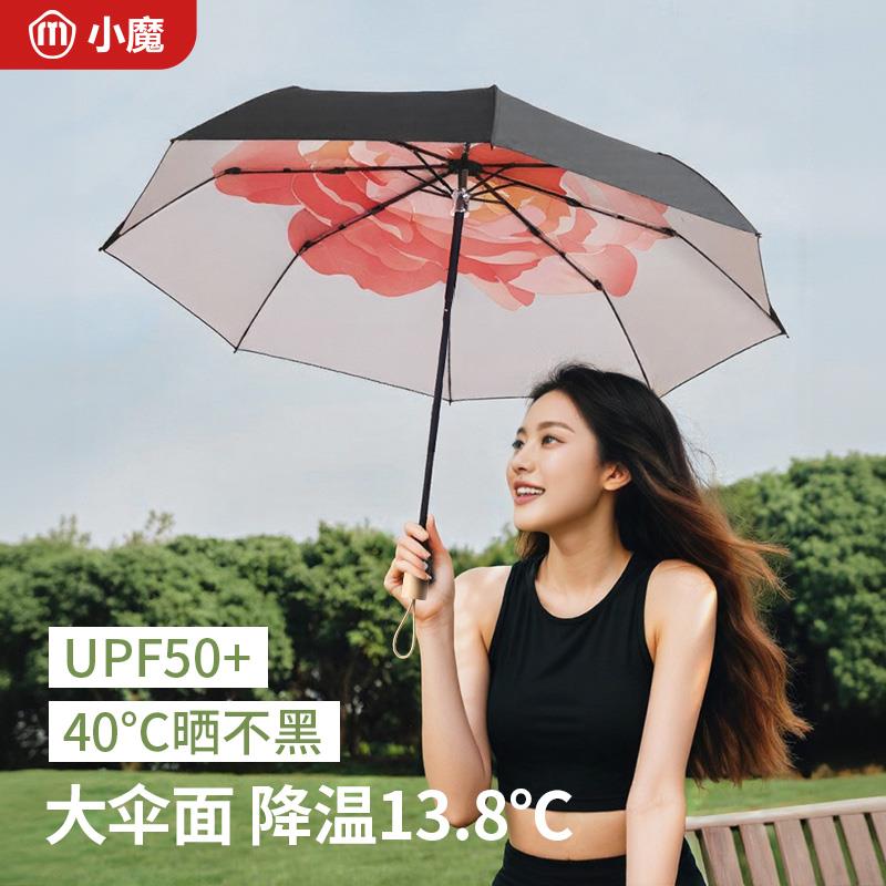 黑胶防晒遮阳伞双层伞面防紫外线晴雨两用太阳伞迷你小巧便携雨伞