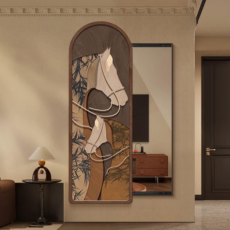 中世纪风格立功推拉式隐藏式全身镜装饰画隐形试衣镜入口挂画