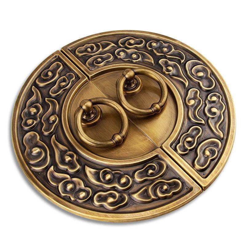 货仿古中式纯铜门环兽头门锁拉环复古门把手祥云明装大门拉手