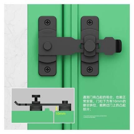 免打孔门锁家用通用型卡扣门锁室内卧室卫生间锁具房门锁免开孔洞