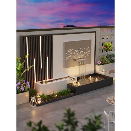 304不锈钢户外庭院水幕墙流水屏风隔断花园别墅景观鱼池造景