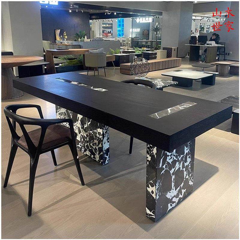 2025新款高端新中式茶台现代大板实木轻奢高级感岩板茶桌书桌一体