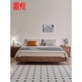 实木床北美黑胡桃木悬浮床1.8米双人床简约无床头榻榻米床小户型