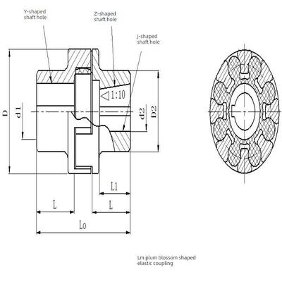 梅花垫联轴器ml1lm星弹性高精度高扭矩键槽爪式45钢电机联轴器