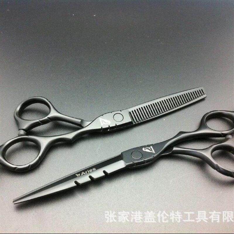 厂家直销黑钢系列专业美发剪刀理发剪刀平剪牙剪套装档剪