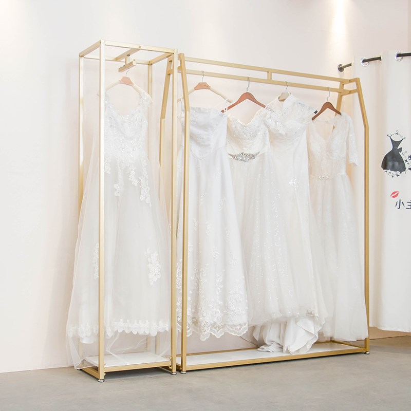 铁艺婚纱架子高档展示架婚纱店礼服货架影楼专用挂衣架落地纳米金