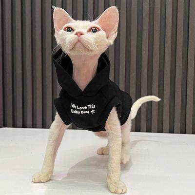 秋季新品马甲连帽衫卫衣任发财无毛猫衣服斯芬克斯猫德文