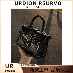 UR女包原创2025小众高级感包包鳄鱼纹小方包时尚百搭单肩斜挎小包