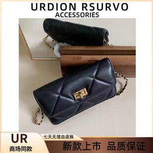 UR小香风黑色小方包女高级感手机包迷你小包单肩斜挎菱格链条包包