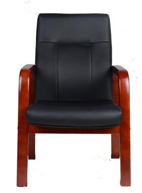 大班椅皮办公椅电脑椅家用职员会议洽谈老板椅C021黑色西皮实木无