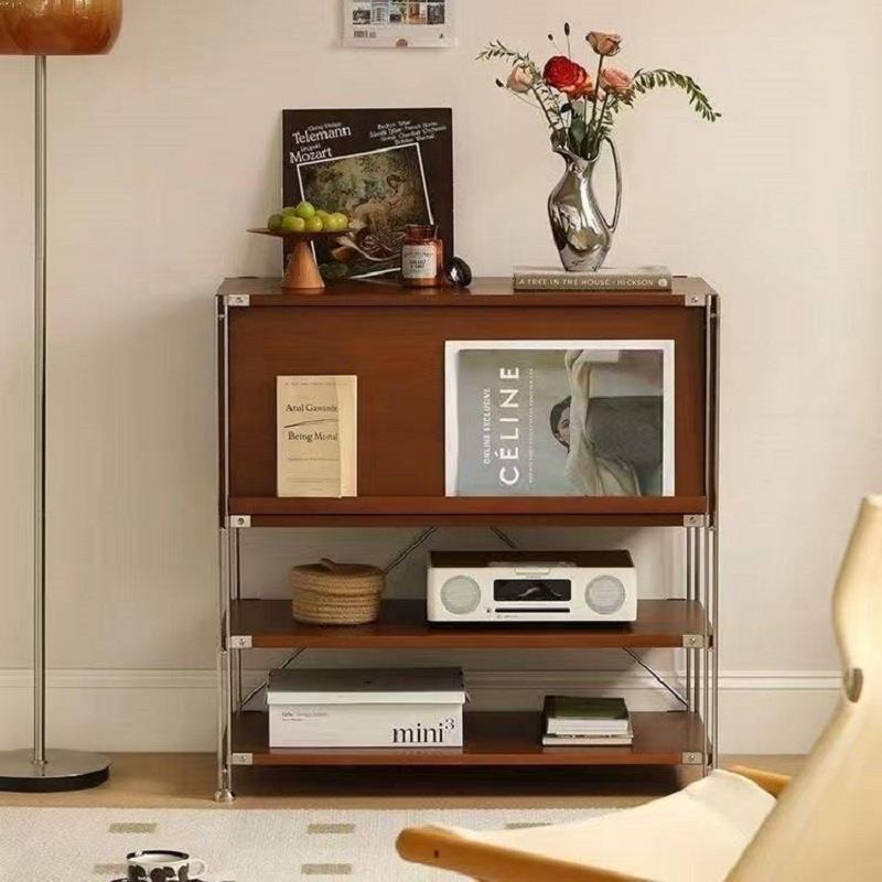 竹戴收纳柜覆古柜子中古扫地机器人柜日式置物架杂志柜陈列柜