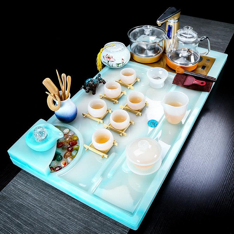 玉石茶盘轻奢现代流水石盘茶台新中式茶海茶具套装全自动一体家用
