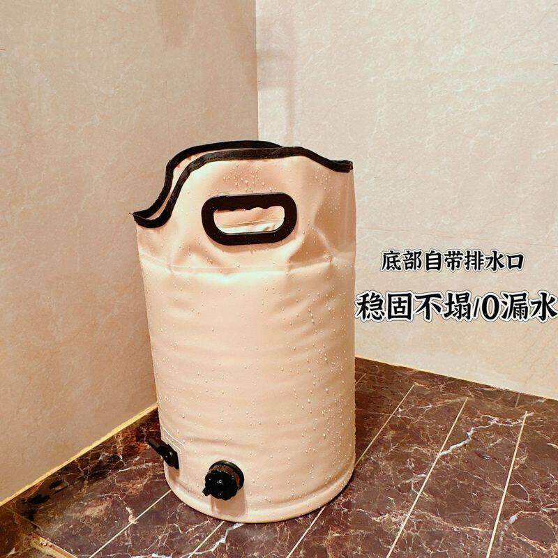 自带出水口多层保温泡脚袋折叠可携式足浴桶加高加厚持久保温桶