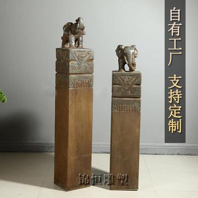 石雕拴马桩大象石柱青石彷古庭院室内中式装饰摆饰栓马石招财石象