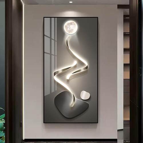 抽象石来运转玄关装饰画灯画走廊过道挂画高级感轻奢现代简约壁画
