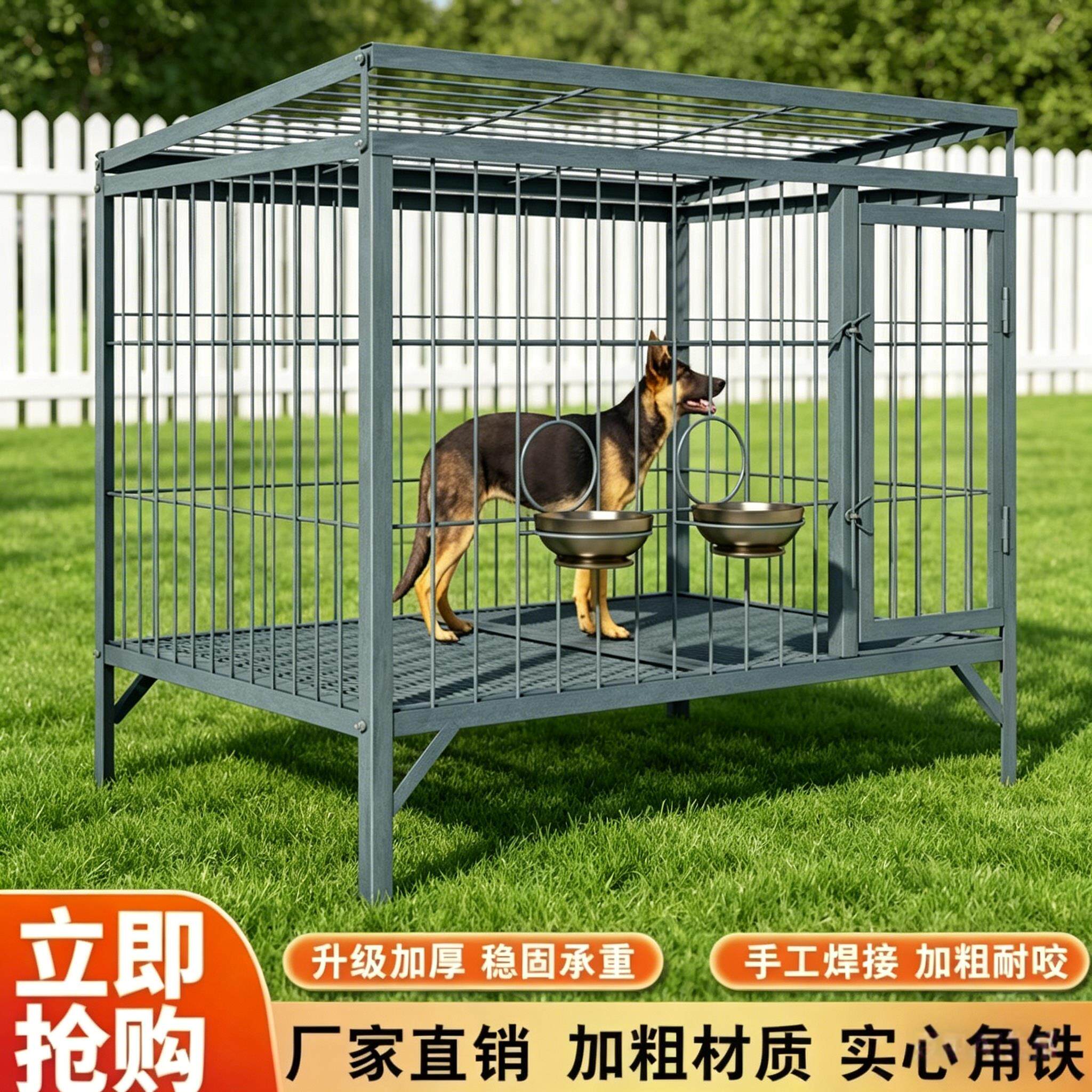 加粗实心铁猫狗笼子户外大型犬室内宠物笼耐用猛犬巨型犬防跳焊接