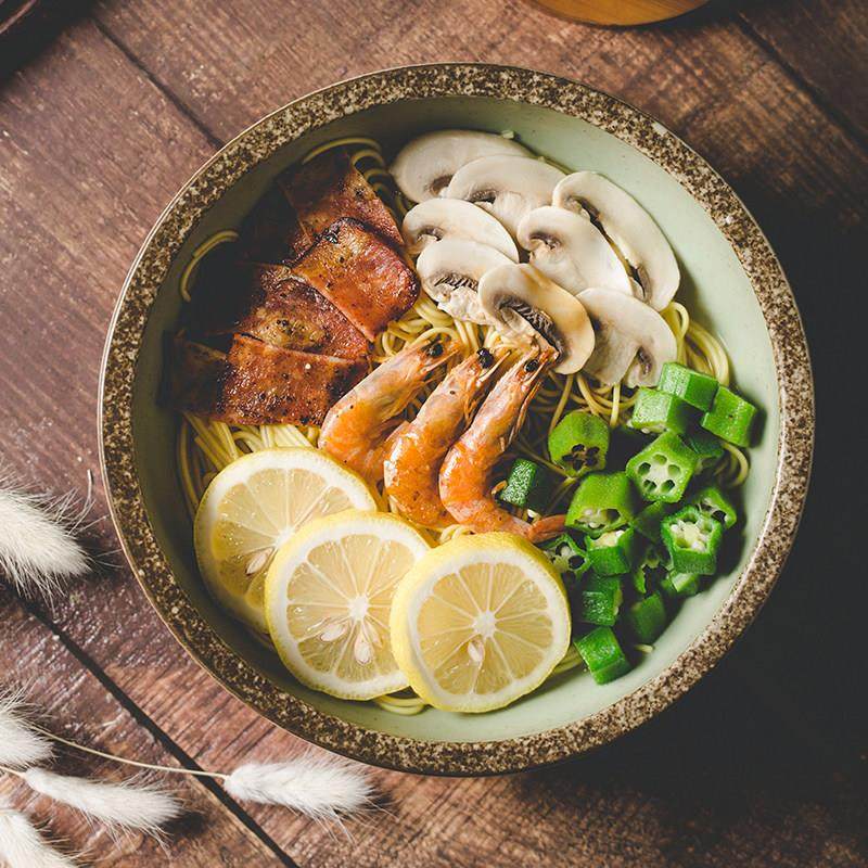 日式厚边面碗 防烫手 手工粗陶汤碗加厚创意覆古餐具家用商用个性