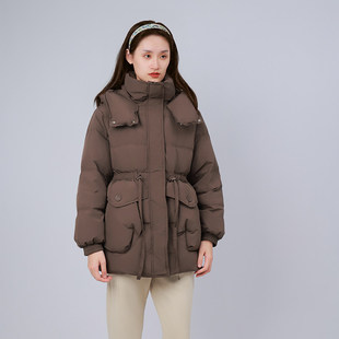 【雅家】撤标撤柜！秋冬女款时尚韩版大口袋中长款连帽羽绒服外套