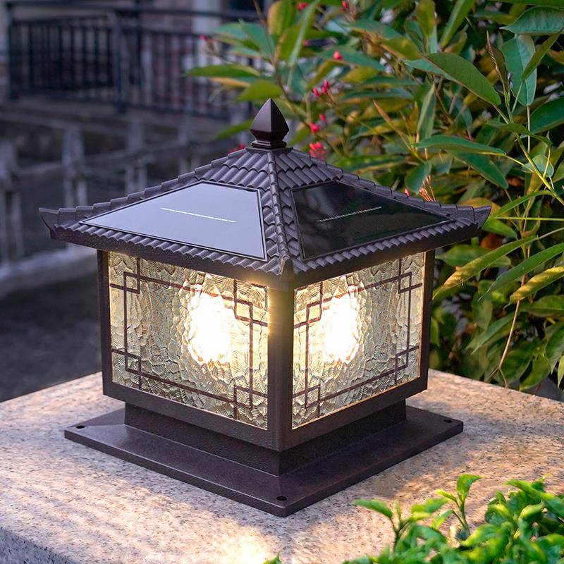 太阳能柱头灯户外门柱灯别墅庭院灯大门两侧柱子灯围墙灯接电款