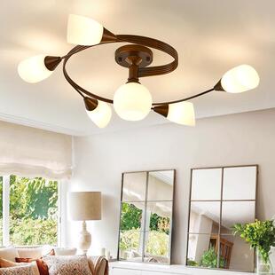 美式复古吸顶灯护眼卧室主灯法式中古风客厅灯房间简约玻璃灯具