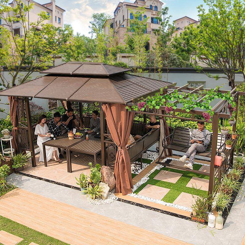 户外凉亭葡萄架遮雨棚别墅庭院花园休闲亭子露台楼顶露台乘凉棚