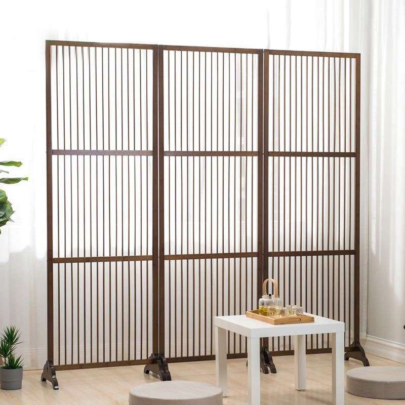 可折叠屏风卧室遮挡竹家用屏风新中式实木办公室屏风隔断移动屏风