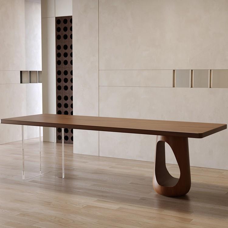 亚克力悬浮茶桌客厅家用实木茶几个性创意岛台大板泡茶桌餐桌一体