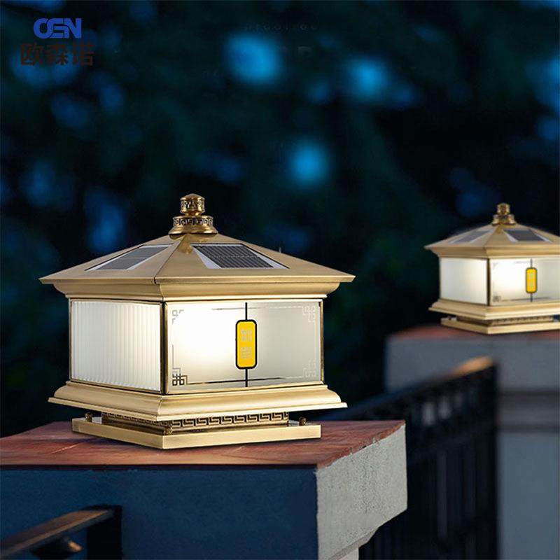 太阳能户外庭院灯家用围墙灯柱头灯中式门柱灯防水花园公园景观灯