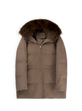 《仙仙专属》时尚简约95%白鹅绒收腰狐狸毛领连帽外套GG02551AY